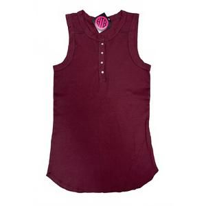 NEW CROWN JEWEL women's henley crew tank in merlot